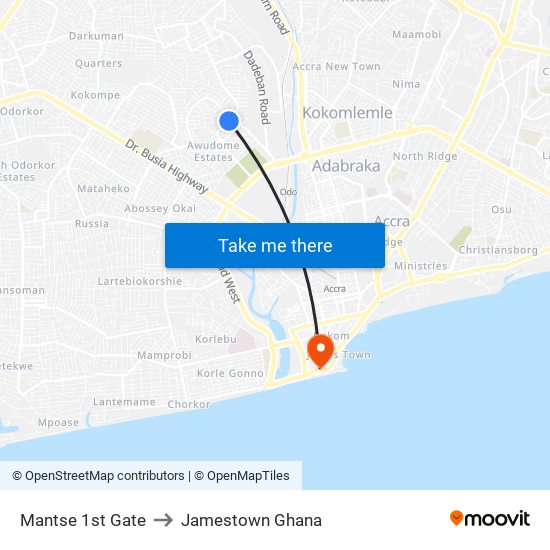 Mantse 1st Gate to Jamestown Ghana map