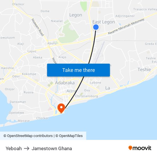 Yeboah to Jamestown Ghana map