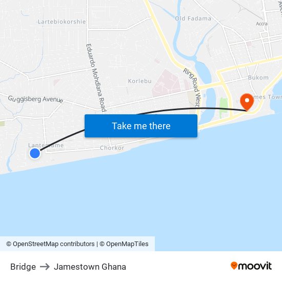 Bridge to Jamestown Ghana map