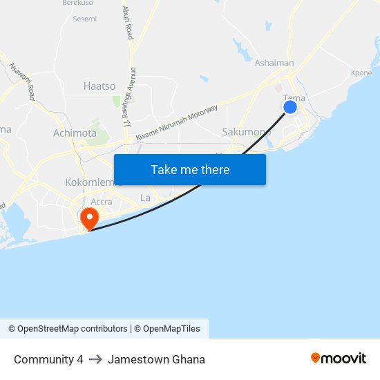 Community 4 to Jamestown Ghana map