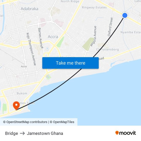 Bridge to Jamestown Ghana map