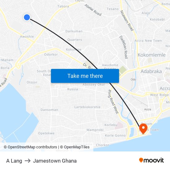 A Lang to Jamestown Ghana map