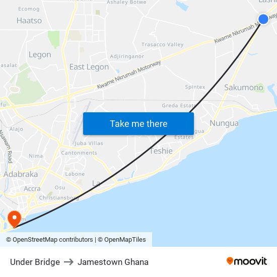 Under Bridge to Jamestown Ghana map