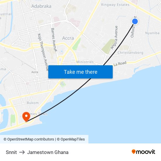Snnit to Jamestown Ghana map