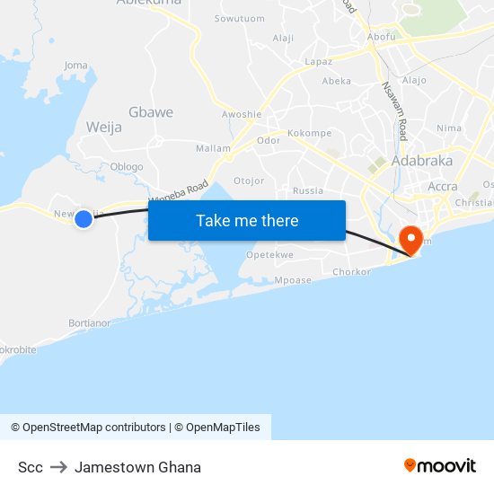 Scc to Jamestown Ghana map