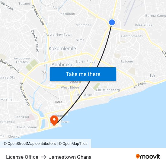 License Office to Jamestown Ghana map