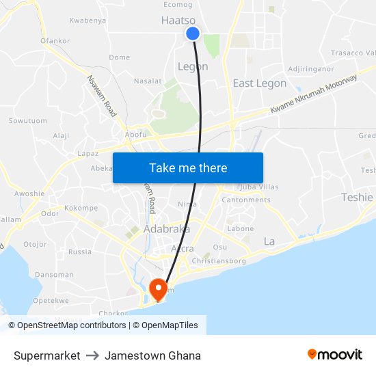 Supermarket to Jamestown Ghana map