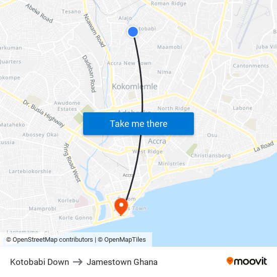 Kotobabi Down to Jamestown Ghana map