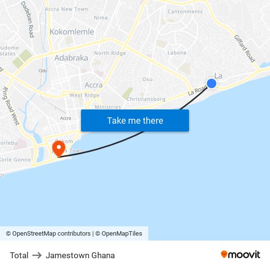 Total to Jamestown Ghana map