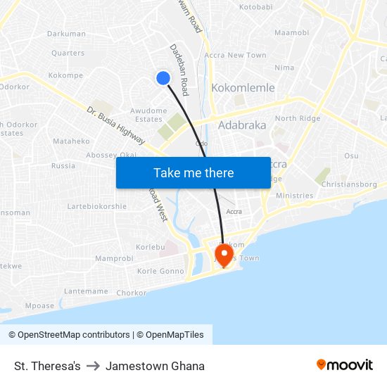 St. Theresa's to Jamestown Ghana map