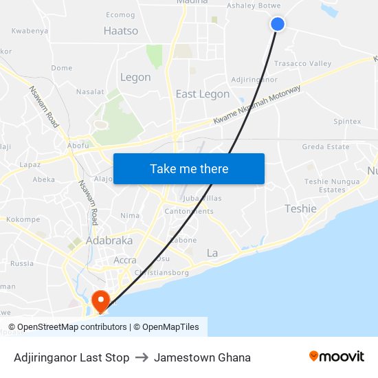 Adjiringanor Last Stop to Jamestown Ghana map