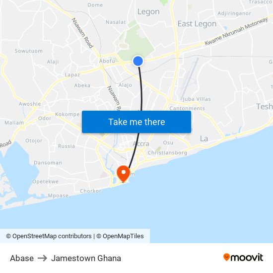 Abase to Jamestown Ghana map