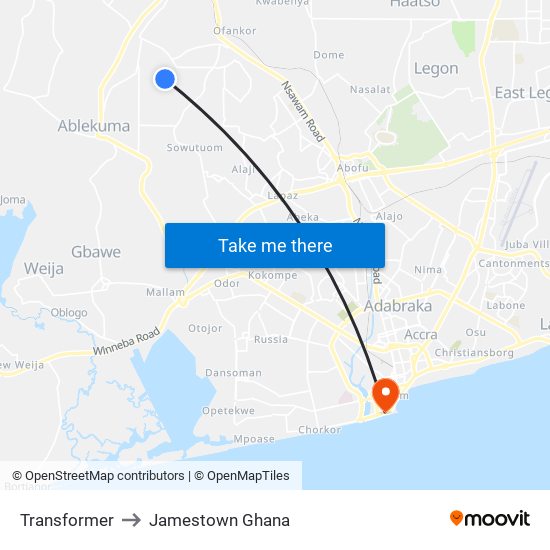 Transformer to Jamestown Ghana map