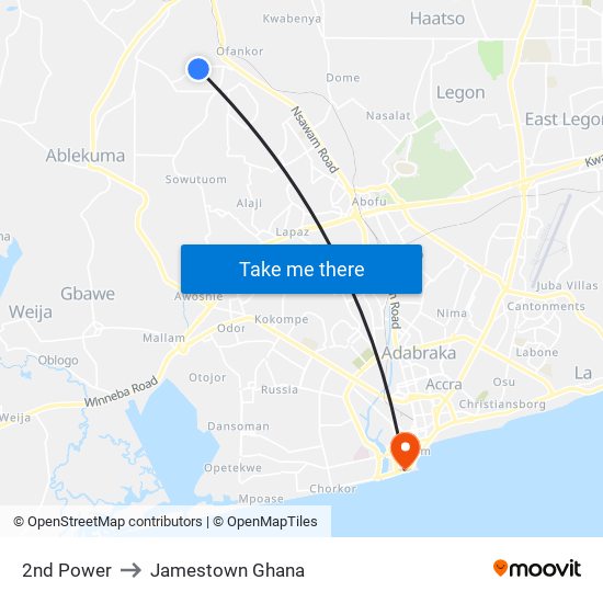 2nd Power to Jamestown Ghana map