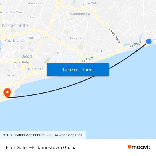 First Gate to Jamestown Ghana map