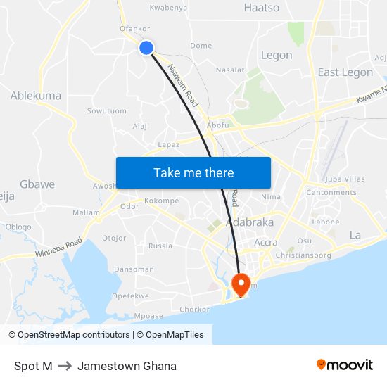 Spot M to Jamestown Ghana map
