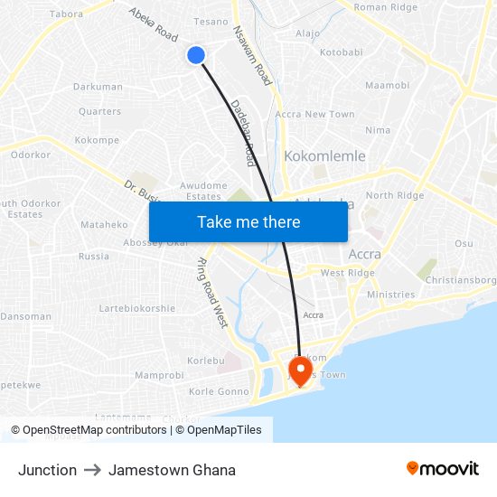 Junction to Jamestown Ghana map