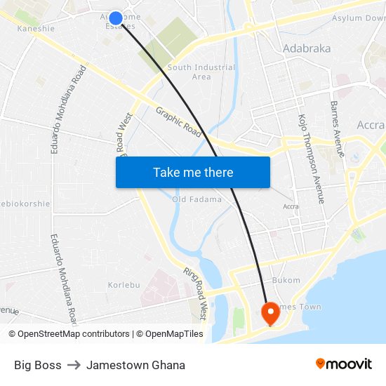 Big Boss to Jamestown Ghana map