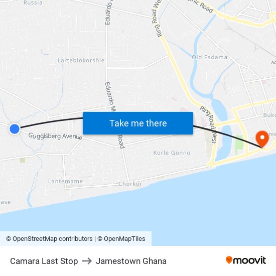 Camara Last Stop to Jamestown Ghana map