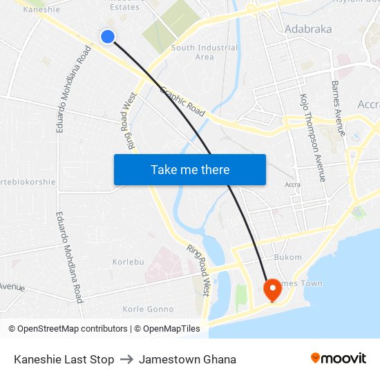 Kaneshie Last Stop to Jamestown Ghana map