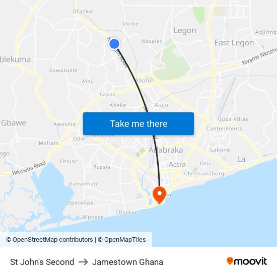 St John's Second to Jamestown Ghana map