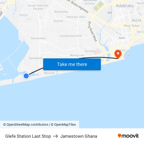 Glefe Station Last Stop to Jamestown Ghana map