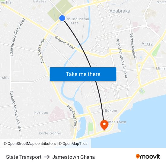 State Transport to Jamestown Ghana map