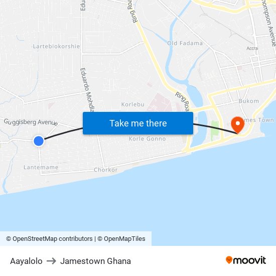 Aayalolo to Jamestown Ghana map