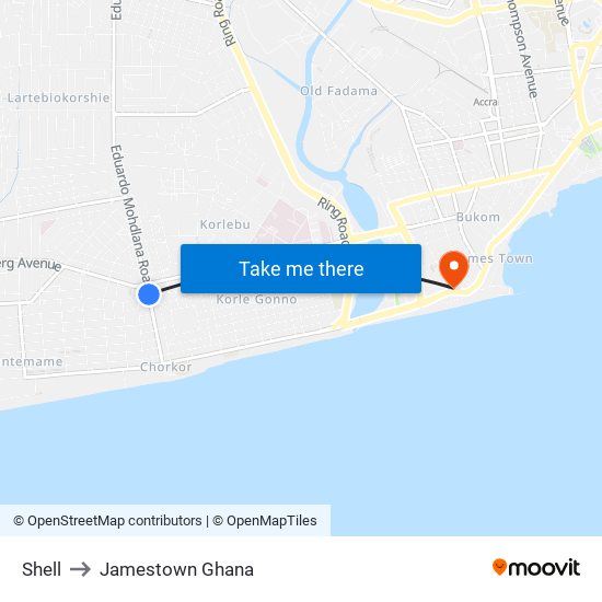 Shell to Jamestown Ghana map