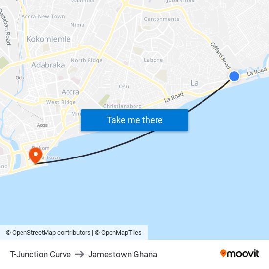 T-Junction Curve to Jamestown Ghana map