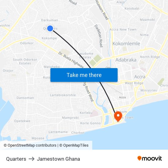 Quarters to Jamestown Ghana map