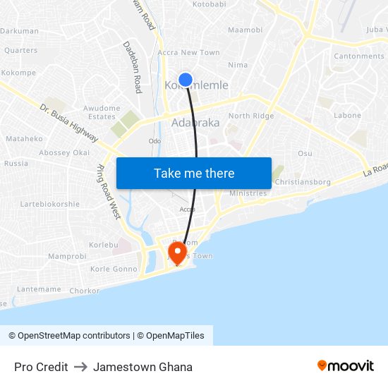Pro Credit to Jamestown Ghana map