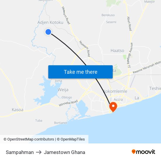 Sampahman to Jamestown Ghana map
