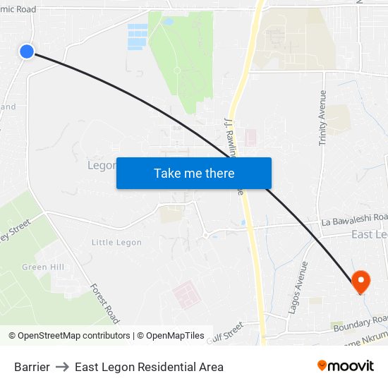 Barrier to East Legon Residential Area map