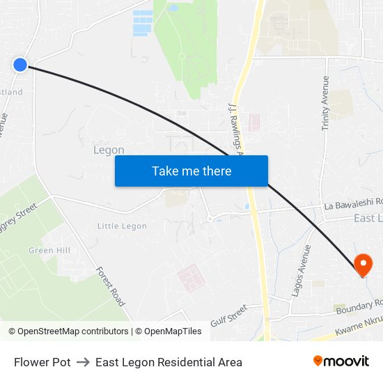 Flower Pot to East Legon Residential Area map