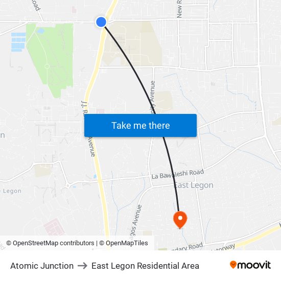 Atomic Junction to East Legon Residential Area map