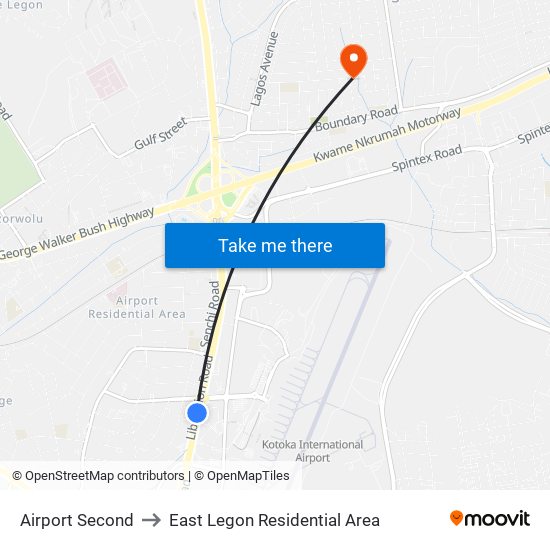 Airport Second to East Legon Residential Area map