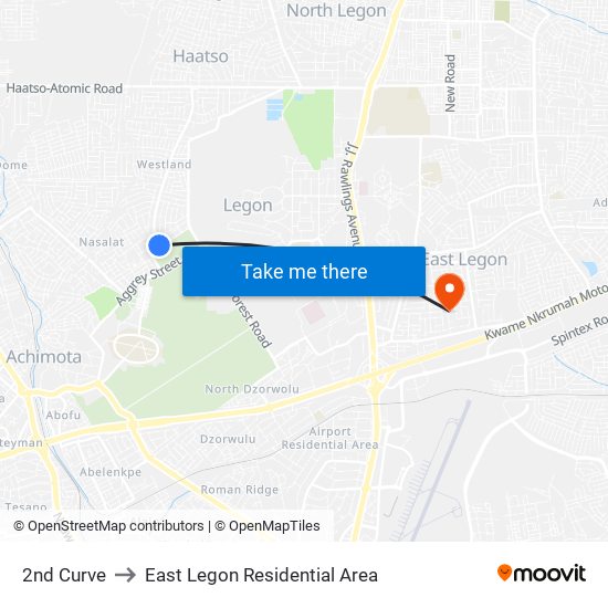 2nd Curve to East Legon Residential Area map