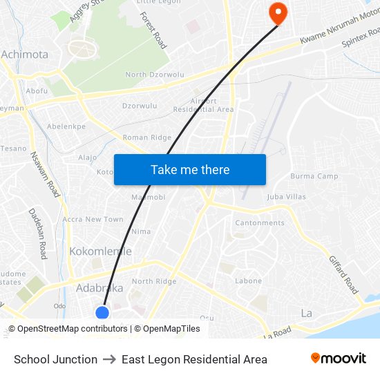 School Junction to East Legon Residential Area map