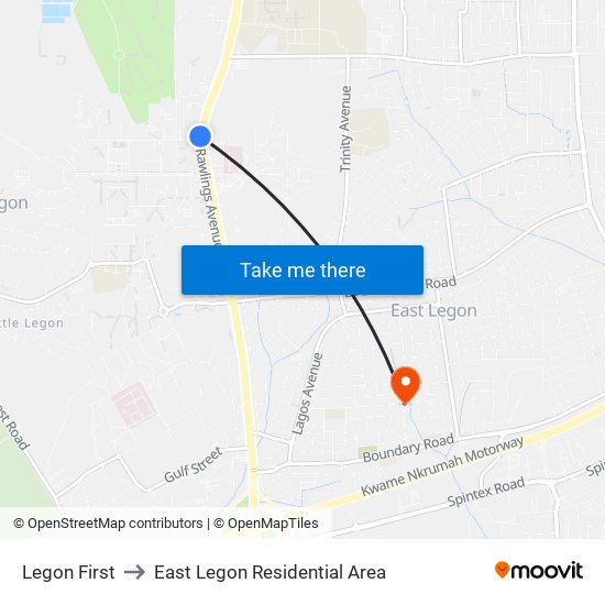 Legon First to East Legon Residential Area map