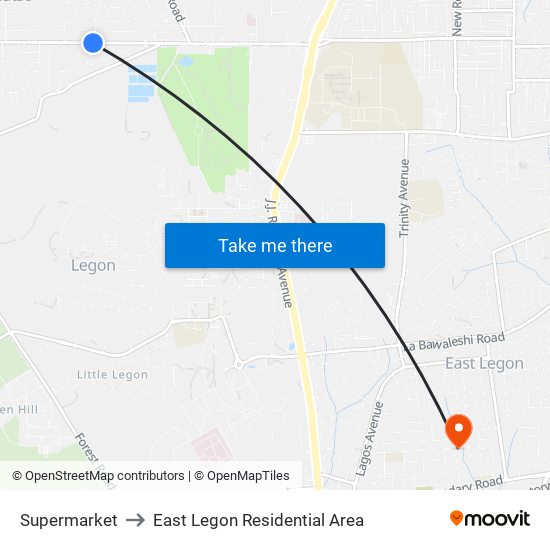 Supermarket to East Legon Residential Area map