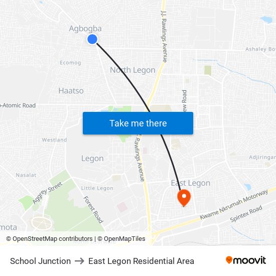 School Junction to East Legon Residential Area map