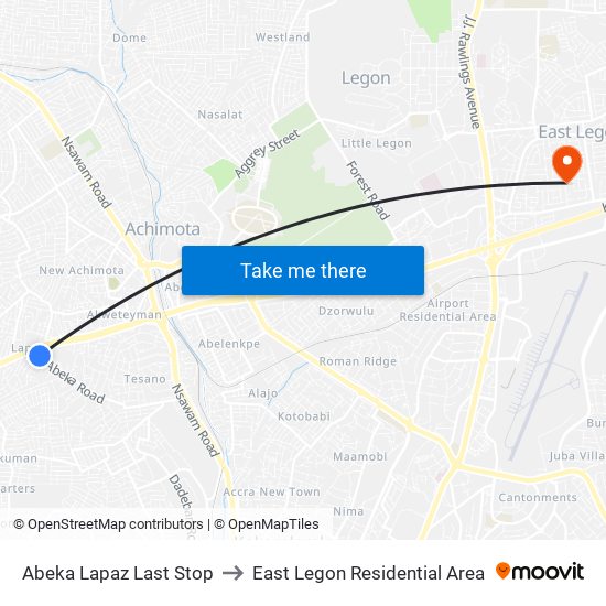 Abeka Lapaz Last Stop to East Legon Residential Area map