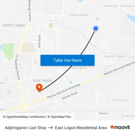 Adjiringanor Last Stop to East Legon Residential Area map