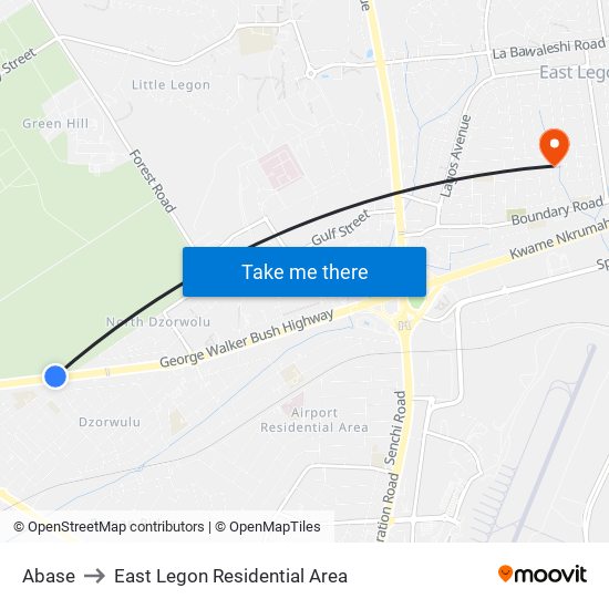 Abase to East Legon Residential Area map