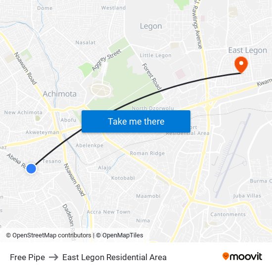 Free Pipe to East Legon Residential Area map