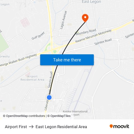 Airport First to East Legon Residential Area map