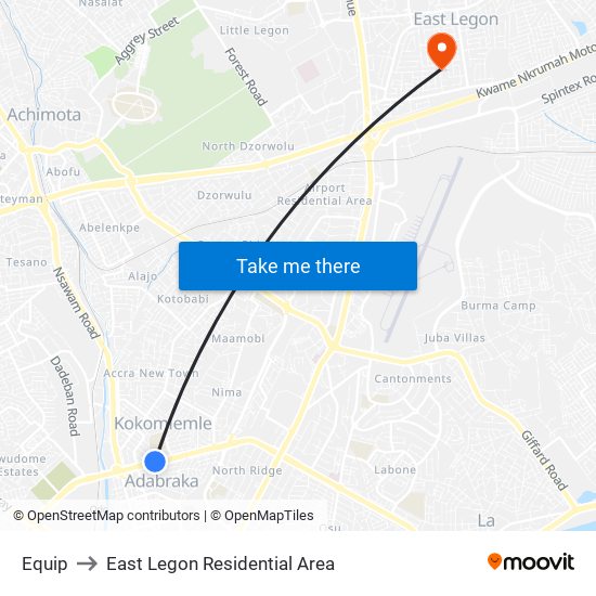 Equip to East Legon Residential Area map