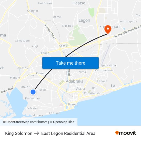 King Solomon to East Legon Residential Area map