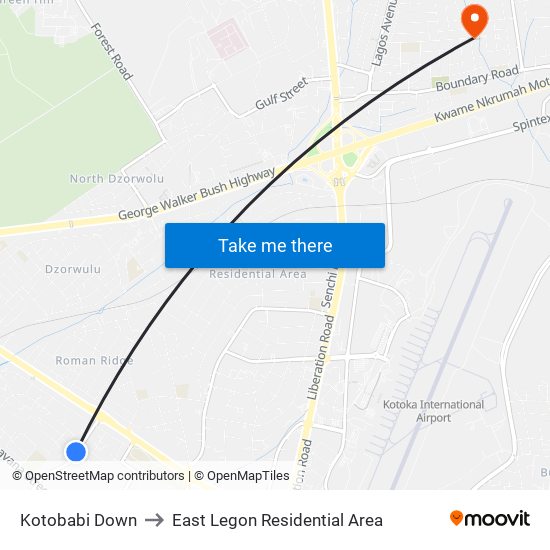 Kotobabi Down to East Legon Residential Area map